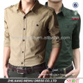 Latest design canvas fabric one pocket with a button shoulder strap mens shirt casual shirt